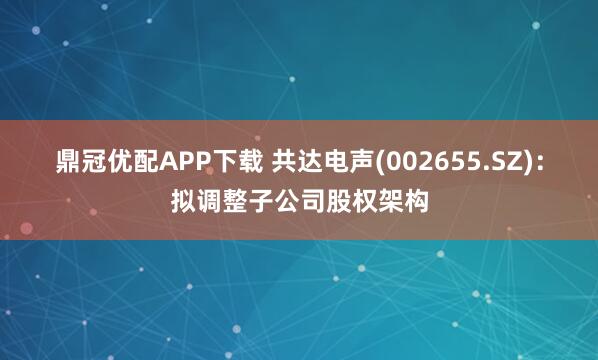 鼎冠优配APP下载 共达电声(002655.SZ):拟调整子公司股权架构